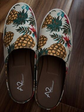 A2 By Aerosoles Tropical Pineapple Slip-Ons - Cream, Gold & Green